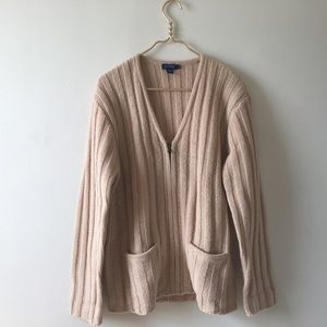J. Crew Cream Wool Zip-Up Sweater